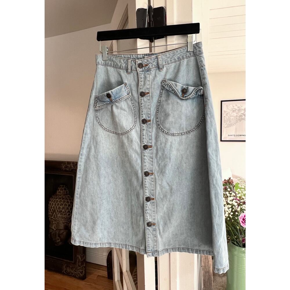 Sweet Saltd Denim Midi Skirt – High-Waisted & Timeless, Size S/M